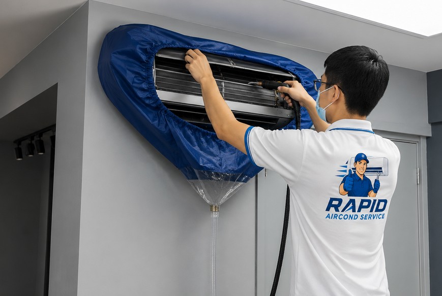 Aircond indoor-unit cleaning service in a Malaysian home
